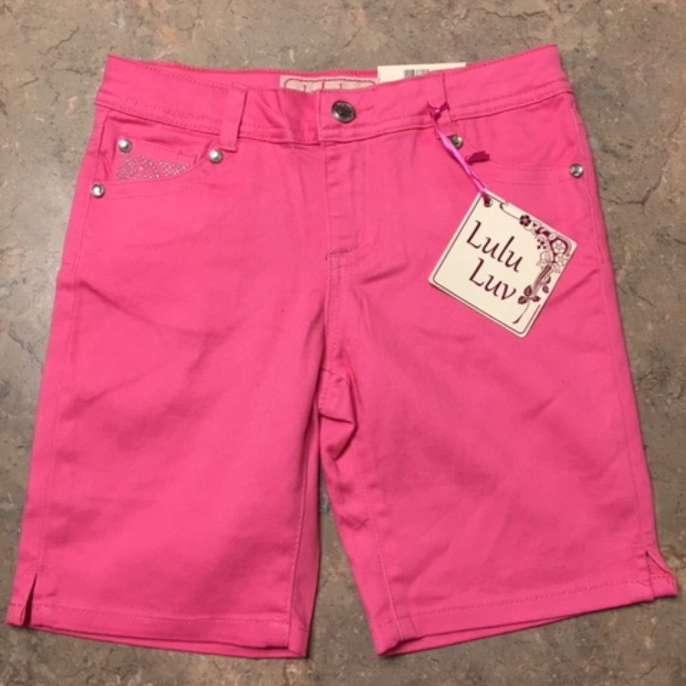 Girls Pink Stretch Bermuda Shorts Size 10